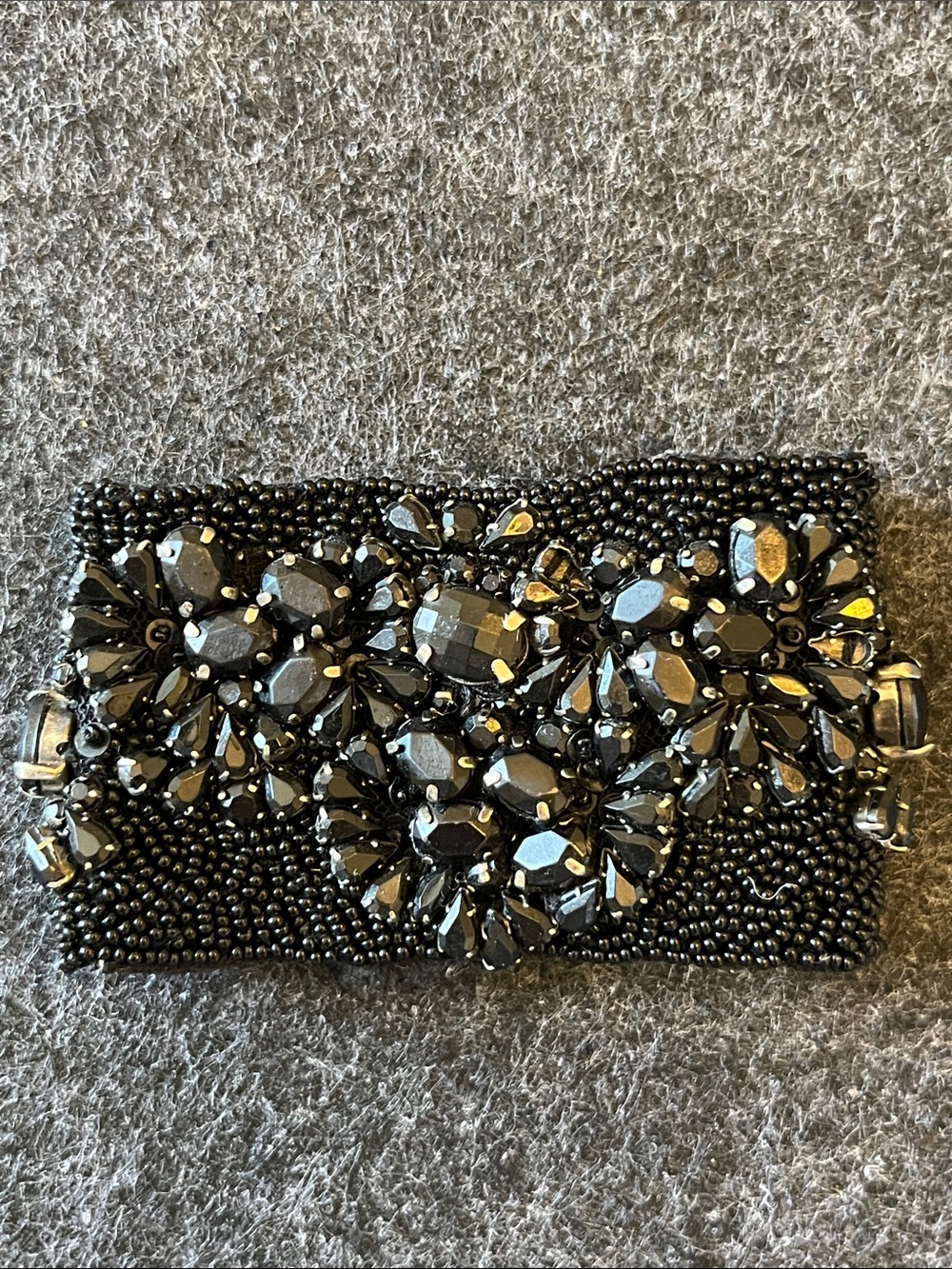 BLACK RHINESTONE & BEADED CUFF
